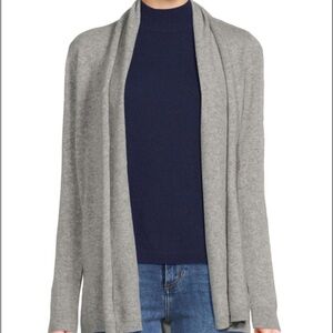 Saks 5th  Avenue Women’s 100% Cashmere  Long Sleeve Open Cardigan Sz M Gray  NEW